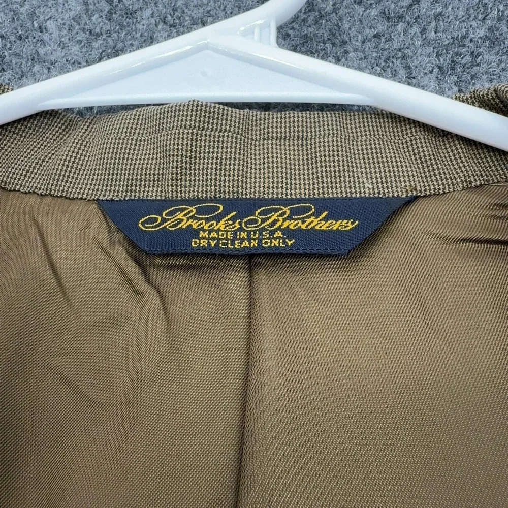Brooks Brothers Sport Coat Men 42L Brown Cotton Micro Houndstooth Blazer Classic